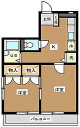 JR総武線 小岩駅 徒歩5分の賃貸マンション 1階2Kの間取り