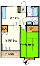 パークフルール 1階2DKの間取り