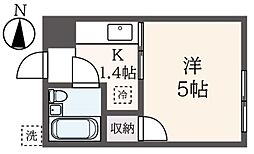 府中寺岡ビル 3階1Kの間取り
