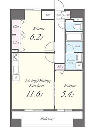 シュトランドコルブ 10階2LDKの間取り