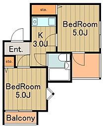 小田急多摩線 唐木田駅 徒歩3分の賃貸マンション 3階2Kの間取り