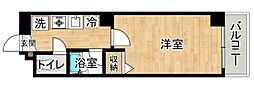 サンカースル 2階1Kの間取り