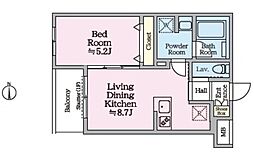 アイルグランデ赤羽 1階1LDKの間取り