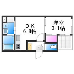 プレデンシア上住吉 1DKの間取図画像