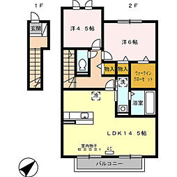 ヴィラージュ 2LDKの間取図画像