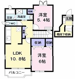レジデンスグリーンヒル 2階2LDKの間取り