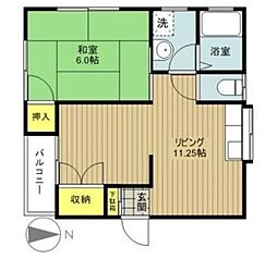 コーポフラット 1LDKの間取図画像