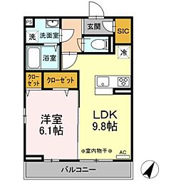 クロシェット 1LDKの間取図画像