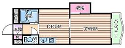 ノルデンハイム天神橋 1DKの間取図画像
