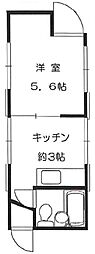 まるいわパレス世田谷6 2階1Kの間取り