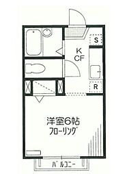 パルコート・Ｓ 2階ワンルームの間取り