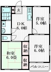 サンハイツ 3DKの間取図画像