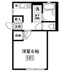 都営大江戸線 新江古田駅 徒歩8分の賃貸アパート 1階1Kの間取り
