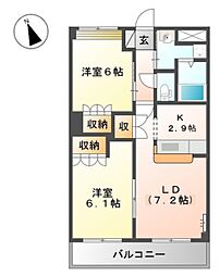 フォーレストガーデン 2階2LDKの間取り