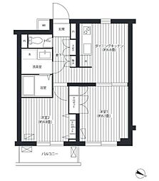 コスモリード駒沢大学 2DKの間取図画像