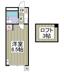 ニューパレス松戸 1Kの間取図画像