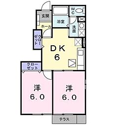 ガーデンヴィラ 2DKの間取図画像