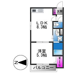 アレグリア若江本町North 1LDKの間取図画像