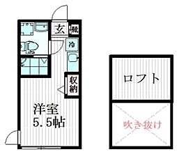 ソレイユ北綾瀬 1階ワンルームの間取り