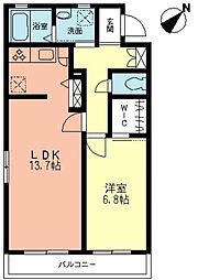 エスティーアール2 1階1LDKの間取り