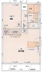 セルティア山王B棟 1LDKの間取図画像