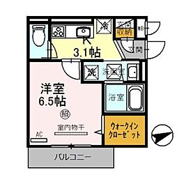 R-001 1階1Kの間取り