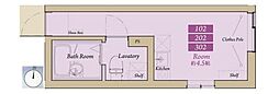 ロータスガーデン住吉 ワンルームの間取図画像