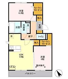R.ザウバー 2LDKの間取図画像