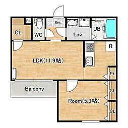 京阪本線 樟葉駅 徒歩12分の賃貸アパート 2階1LDKの間取り