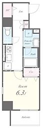 ウィステリアヴィラ 2階1Kの間取り
