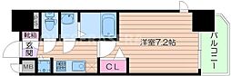 プレサンス水都OKAWA 1Kの間取図画像