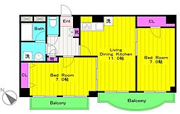 ドメサイル 2階2LDKの間取り