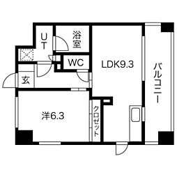 ラクレイス大橋 1LDKの間取図画像