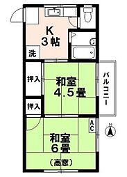 第二吉野コーポ 2Kの間取図画像