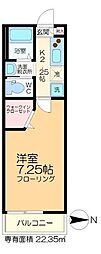 プランドール 1Kの間取図画像