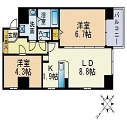 エトゥール博多駅前 2LDKの間取図画像