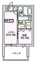 シャレーリブラン 1LDKの間取図画像