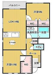 スカイタウン中西 1階2LDKの間取り