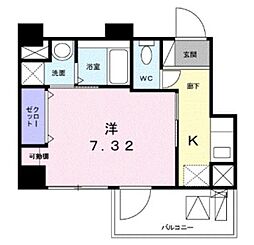 HAPPY HILLS 8階1Kの間取り