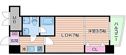 アプリーレ南森町 1DKの間取図画像