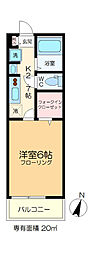 ベラージュ 1階1Kの間取り
