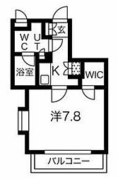 スパシエエクレクト 1階1Kの間取り