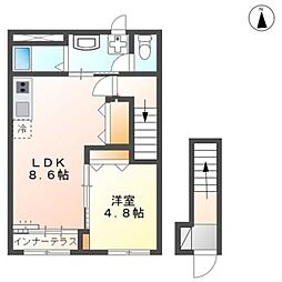 ブルームコート 1LDKの間取図画像