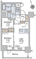 アリビス十条 3階2LDKの間取り