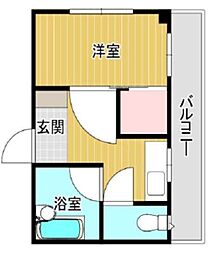 山崎ビル 3階1Kの間取り