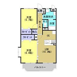ユーミー杉田 2LDKの間取図画像
