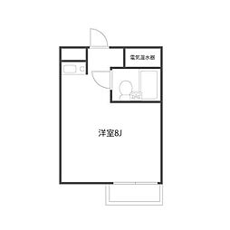 ＱＵＥＳＴ1 3階ワンルームの間取り