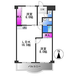 パレーシャル21 2LDKの間取図画像