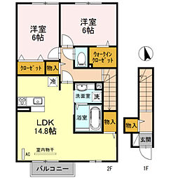 リッカティル 2LDKの間取図画像