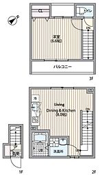 ミハス浦安 2階1LDKの間取り